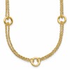14K Polished/Dia-cut 2-Strand Circle Link w/2in ext. Necklace