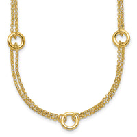 Load image into Gallery viewer, 14K Polished/Dia-cut 2-Strand Circle Link w/2in ext. Necklace

