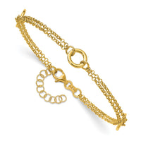 Load image into Gallery viewer, 14K Polished/Dia-cut 2-Strand Circle Link w/1in ext. Bracelet

