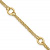 14K Polished/Dia-cut 2-Strand Circle Link w/1in ext. Bracelet