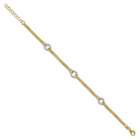Load image into Gallery viewer, 14K Two-tone Gld Polish/Dia-cut 2-Strand Circle Link w/1in ext. Br
