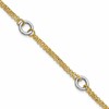 14K Two-tone Gld Polish/Dia-cut 2-Strand Circle Link w/1in ext. Br
