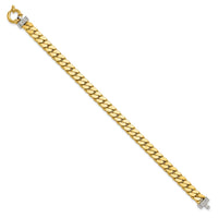 Load image into Gallery viewer, 14K Two-tone CZ Polished Fancy Curb Bracelet
