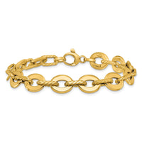 Load image into Gallery viewer, 14K Polished and Grooved Fancy Link Bracelet

