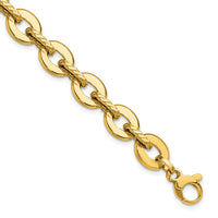 Load image into Gallery viewer, 14K Polished and Grooved Fancy Link Bracelet
