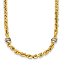 Load image into Gallery viewer, 14K Two-tone CZ Polished Fancy Link Necklace
