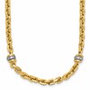 14K Two-tone CZ Polished Fancy Link Necklace