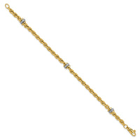 Load image into Gallery viewer, 14K Two-tone CZ Polished Fancy Link Bracelet
