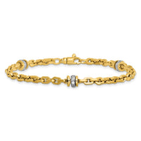 Load image into Gallery viewer, 14K Two-tone CZ Polished Fancy Link Bracelet
