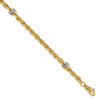Load image into Gallery viewer, 14K Two-tone CZ Polished Fancy Link Bracelet
