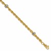 14K Two-tone CZ Polished Fancy Link Bracelet