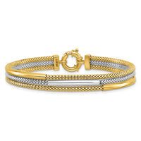 Load image into Gallery viewer, 14K w/Rhodium Polished Bars Mesh Multi-strand Bracelet
