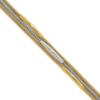 Load image into Gallery viewer, 14K w/Rhodium Polished Bars Mesh Multi-strand Bracelet
