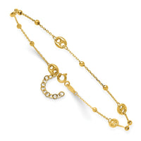 Load image into Gallery viewer, 14K Polished Beads Station 9in Plus 1in ext. Anklet
