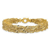 Load image into Gallery viewer, 14K Polished/Diamond-cut Multi-strand Singapore Bracelet
