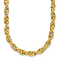 Load image into Gallery viewer, 14K Polished/Textured/Dia-cut Twisted Link Necklace
