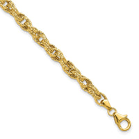 Load image into Gallery viewer, 14K Polished/Textured/Dia-cut Twisted Link Bracelet
