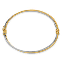 Load image into Gallery viewer, 14K with Rhodium Polished Twist Hinged Bangle
