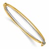 14K with Rhodium Polished Twist Hinged Bangle
