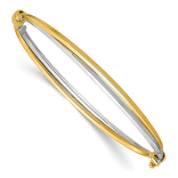 Load image into Gallery viewer, 14K with Rhodium Polished Twist Hinged Bangle
