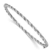 Load image into Gallery viewer, 14K w/ White Rhodium Polish/Diamond-cut Twisted Hinged Bangle
