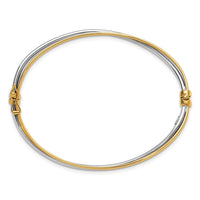 Load image into Gallery viewer, 14K w/Rhodium Polished/Diamond-cut Twist Hinged Bangle
