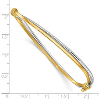 Load image into Gallery viewer, 14K w/Rhodium Polished/Diamond-cut Twist Hinged Bangle
