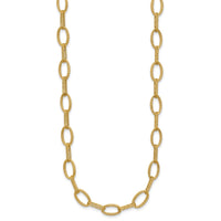 Load image into Gallery viewer, 14K Polish/Texture/Dia-cut Fancy Oval Link Necklace
