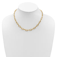 Load image into Gallery viewer, 14K Polish/Texture/Dia-cut Fancy Oval Link Necklace
