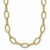 14K Polish/Texture/Dia-cut Fancy Oval Link Necklace