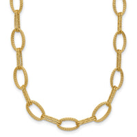 Load image into Gallery viewer, 14K Polish/Texture/Dia-cut Fancy Oval Link Necklace
