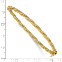 Load image into Gallery viewer, 14K Polished and Textured Twisted Hinged Bangle
