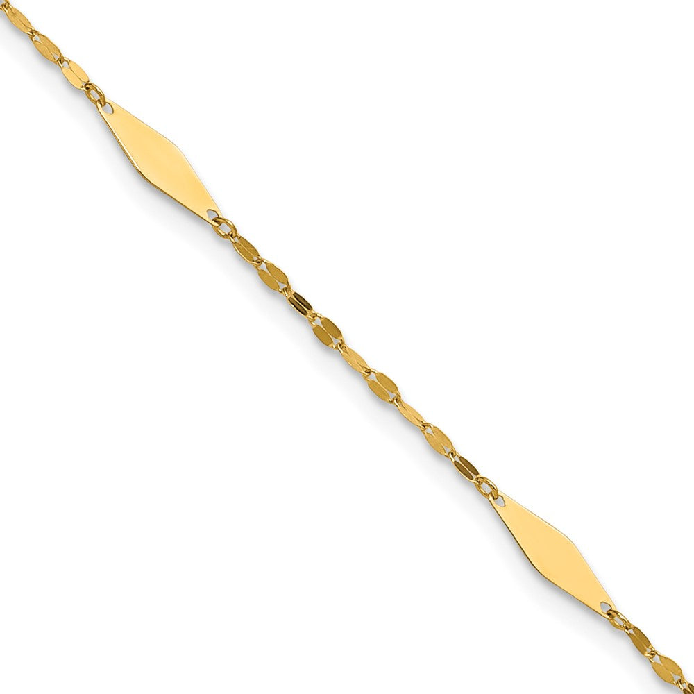 14K Polished Geometric 9in plus 1in ext. Anklet