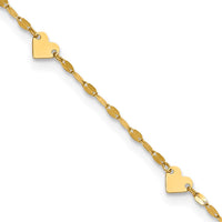 Load image into Gallery viewer, 14K Polished Heart Station 9in Plus 1in ext. Anklet
