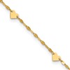 14K Heart  6-Station 9 inch Plus 1 inch Extender - Total 10 inch Anklet