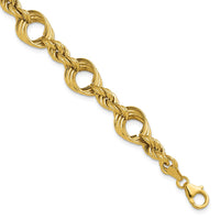 Load image into Gallery viewer, 14K Polished Fancy Circle and Rope Link Bracelet
