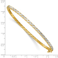 Load image into Gallery viewer, 14K w/Rhodium Polished and Diamond-Cut Hinged Bangle
