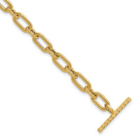 Load image into Gallery viewer, 14K Polished and Twisted Fancy Toggle Bracelet
