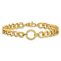 Load image into Gallery viewer, 14K Polished Circle Accent Fancy Link Bracelet
