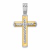 14K Two-tone Polished and Diamond-cut Cross Pendant