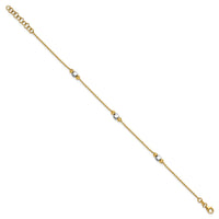 Load image into Gallery viewer, 14K Two-tone Polished / Dia-cut Beads w/1in ext. Bracelet
