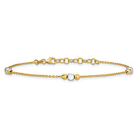 Load image into Gallery viewer, 14K Two-tone Polished / Dia-cut Beads w/1in ext. Bracelet
