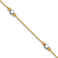 Load image into Gallery viewer, 14K Two-tone Polished / Dia-cut Beads w/1in ext. Bracelet
