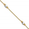14K Two-tone Polished / Dia-cut Beads w/1in ext. Bracelet
