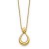 14K Polished / Dia-cut Open Teardrop w/2in ext. Necklace