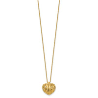 Load image into Gallery viewer, 14K Polished / Dia-cut Puffed Heart w/2in ext. Necklace
