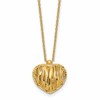 14K Polished / Dia-cut Puffed Heart w/2in ext. Necklace