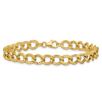 Load image into Gallery viewer, 14K Polished and Textured Fancy Link Bracelet
