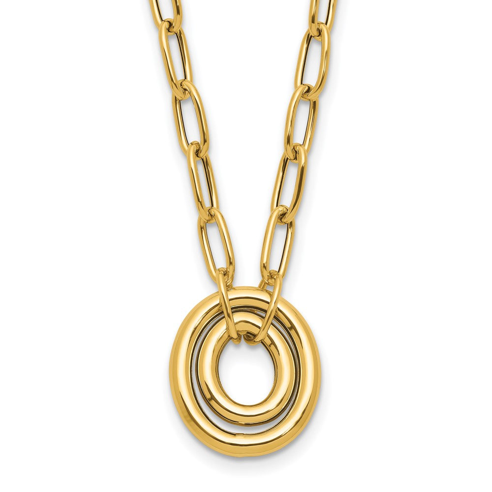 14K Polished Paper Clip Link with Oval Accent Necklace