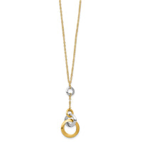 Load image into Gallery viewer, 14K Two-tone Polished Circle Link Accent w/1in ext. Necklace
